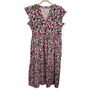Charlee Floral Cinch Waist Cotton Maxi‎ Dress size small